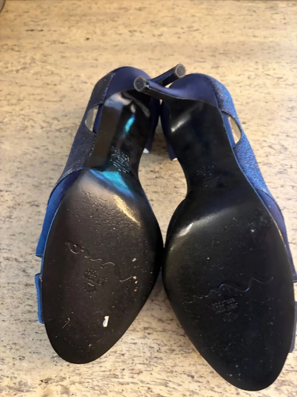 Nina of New York evening satin/glitter navy blue sandals Size 7.5 Medium
